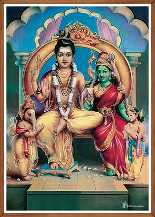 Lord Shiva Family Art | Parvati Ganesha Murugan | Divine Family Print