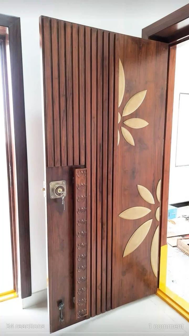 MORELUX Premium Carved Wooden Door with Diamond Pattern